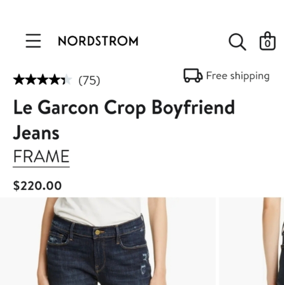 FRAME Le Garcon Crop Boyfriend Jeans Covant 32 - Picture 2 of 15